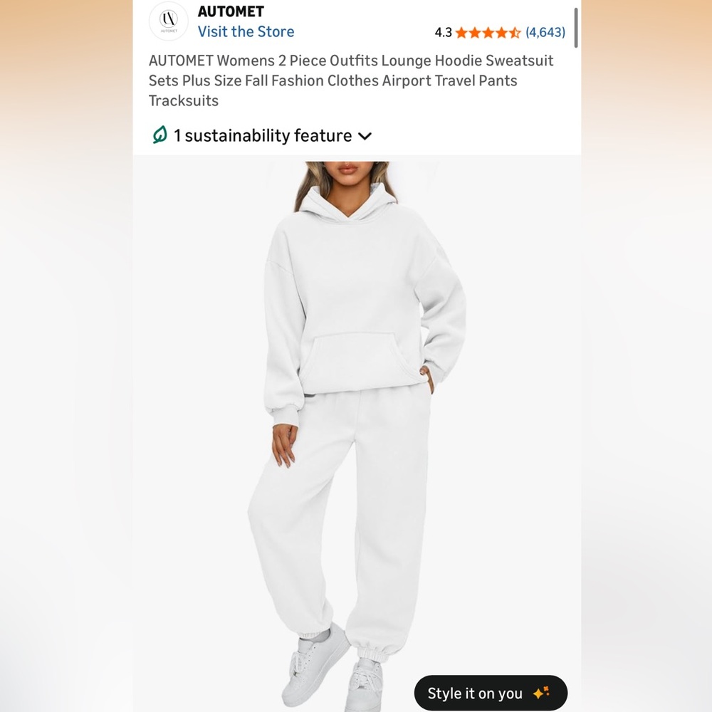 Amazon white sweatsuit